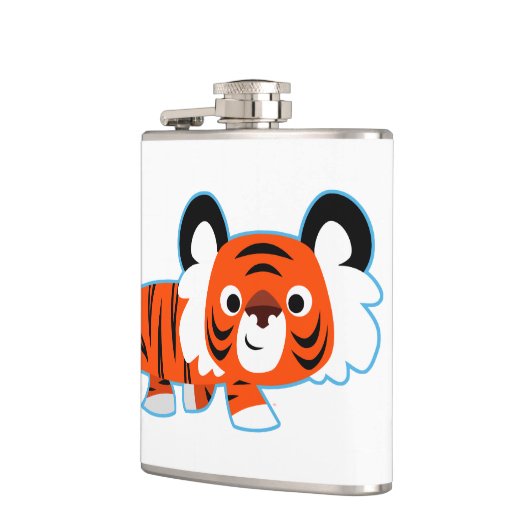 Kute Cartoon Tiger op de kruipen Heupfles (Links)