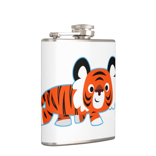 Kute Cartoon Tiger op de kruipen Heupfles (Rechts)