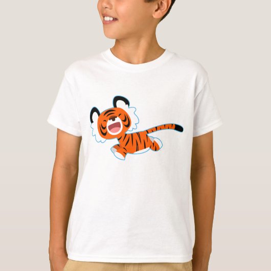 Kute Cartoon Tiger op de run Women T-Shirt (Voorkant)