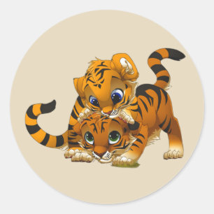 Kute cartoon Tigers Ronde Sticker
