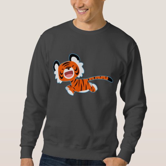 Kute Cartoon tijger op de run T-shirt (Voorkant)