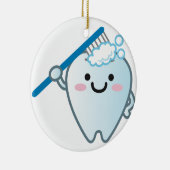 Kute Cartoon Tooth-penseel met Toothborstelglimlac Keramisch Ornament (Rechts)