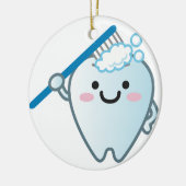 Kute Cartoon Tooth-penseel met Toothborstelglimlac Keramisch Ornament (Links)