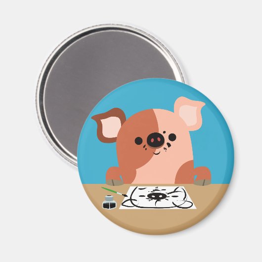 Kute Cartoon Trekpiglet Magnet (Voorkant / Achterkant)