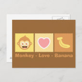 Kute Cartoon van aap, liefde en banaan Briefkaart (Voorkant / Achterkant)