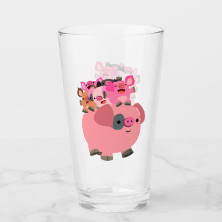 Kute Cartoon varende biggen Glas