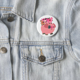 Kute Cartoon varende biggen Ronde Button 5,7 Cm
