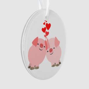 Kute Cartoon Varkens in Love Acryllic Ornament