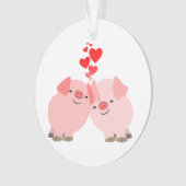 Kute Cartoon Varkens in Love Acryllic Ornament (voorkant)