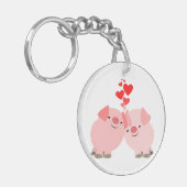 Kute Cartoon Varkens in Love AcrylSleutelhanger Sleutelhanger (Voorkant Links)