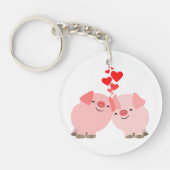 Kute Cartoon Varkens in Love AcrylSleutelhanger Sleutelhanger (Voorkant)