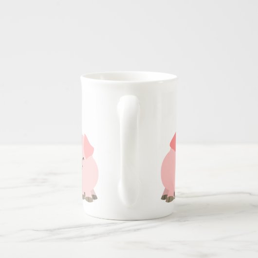 Kute Cartoon Varkens in Love Bone China Mok (Achterkant)