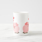 Kute Cartoon Varkens in Love Bone China Mok (Voorkant)