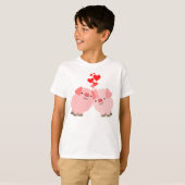 Kute Cartoon Varkens in Love Children T-Shirt (Voorkant volledig)