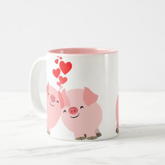 Kute Cartoon Varkens in Love Mok (Voorkant links)