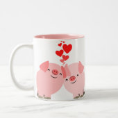 Kute Cartoon Varkens in Love Mok (Links)