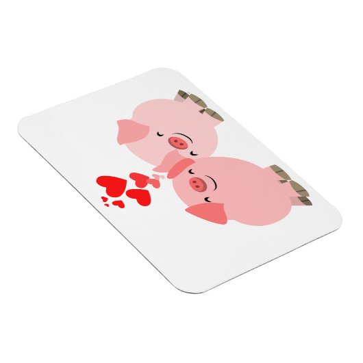Kute Cartoon Varkens in Love Premium Magnet Magneet (Rechterzijde)
