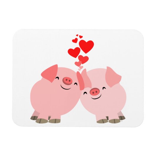 Kute Cartoon Varkens in Love Premium Magnet Magneet (Horizontaal)