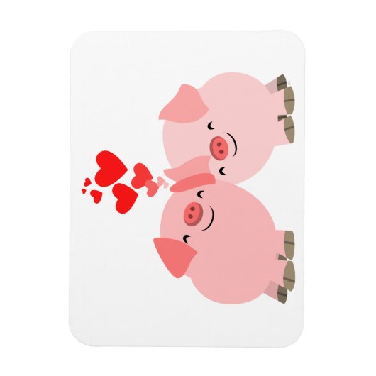 Kute Cartoon Varkens in Love Premium Magnet Magneet (Verticaal)