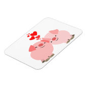 Kute Cartoon Varkens in Love Premium Magnet Magneet (Linkerzijde)