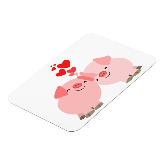 Kute Cartoon Varkens in Love Premium Magnet Magneet (Linkerzijde)