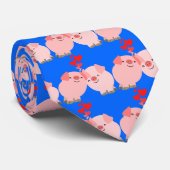 Kute Cartoon Varkens in Love Stropdas (Opgerold)