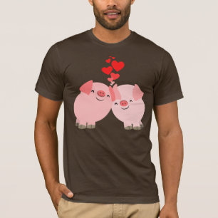 Kute Cartoon Varkens in Love T-Shirt