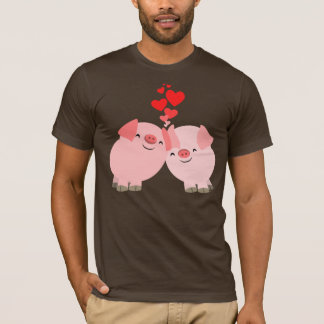 Kute Cartoon Varkens in Love T-Shirt