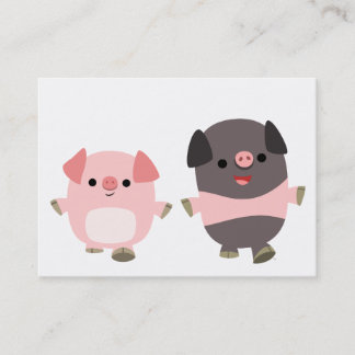 Kute Cartoon varkens op een loopbaan-ACEO/Visiteka Visitekaartje