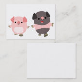 Kute Cartoon varkens op een loopbaan-ACEO/Visiteka Visitekaartje (Voorkant / Achterkant)