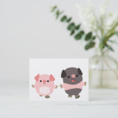 Kute Cartoon varkens op een loopbaan-ACEO/Visiteka Visitekaartje (Staand voorkant)