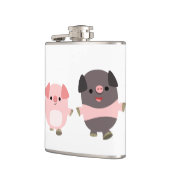 Kute Cartoon varkens op een loopslang Heupfles (Links)