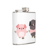 Kute Cartoon varkens op een loopslang Heupfles (Rechts)