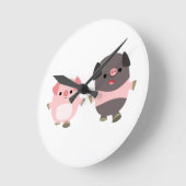 Kute Cartoon varkens op een wandklok (Hoek)