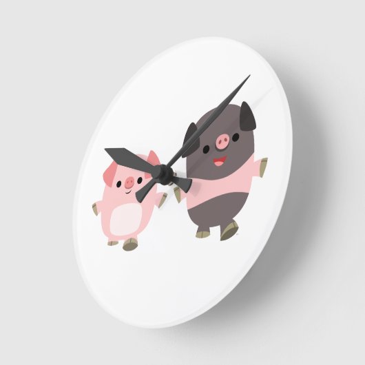 Kute Cartoon varkens op een wandklok (Hoek)