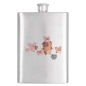 Kute Cartoon Varkenspasfamilie Klassieke kolf Heupfles (Voorkant)