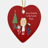 Kute Cartoon verpleegster, kinderen en kerstboom Keramisch Ornament (Links)