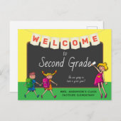 Kute Cartoon Welkom bij Briefkaart van tweede rang (Voorkant / Achterkant)