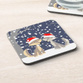 Kute Cartoon Wolven bij kerstset Onderzetters (Linkerzijde)