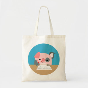 Kute Cartoon Writing Pig Bag Tote Bag