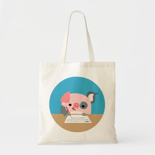 Kute Cartoon Writing Pig Bag Tote Bag (Voorkant)
