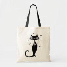 Kute cat canvas tas milieuvriendelijke herbruikbaa