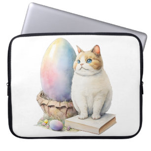 Kute Cat Easter Pap Happy Paasdag, paaskat Laptop Sleeve