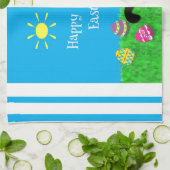 Kute Cat Happy PaasStripes Kitchen Towel Theedoek (Gevouwen)