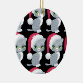 Kute Cat-kerstversiering Keramisch Ornament (Rechts)