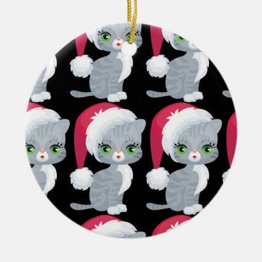 Kute Cat-kerstversiering Keramisch Ornament (Voorkant)