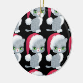 Kute Cat-kerstversiering Keramisch Ornament (Links)