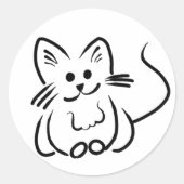 Kute Cat Line Art Sticker (Voorkant)