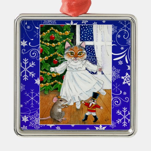 Kute cat muis nootmuskaat ballet sneeuwversiering metalen ornament (Voorkant)