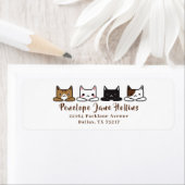 Kute "Cats all in a Row"-retouradres Etiket (Insitu)